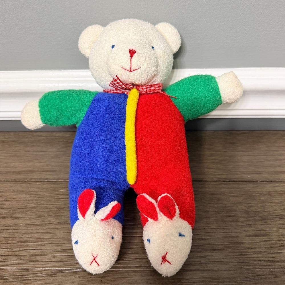 Vintage Soft Dreams Terry Cloth Primary Color Block Teddy Bear